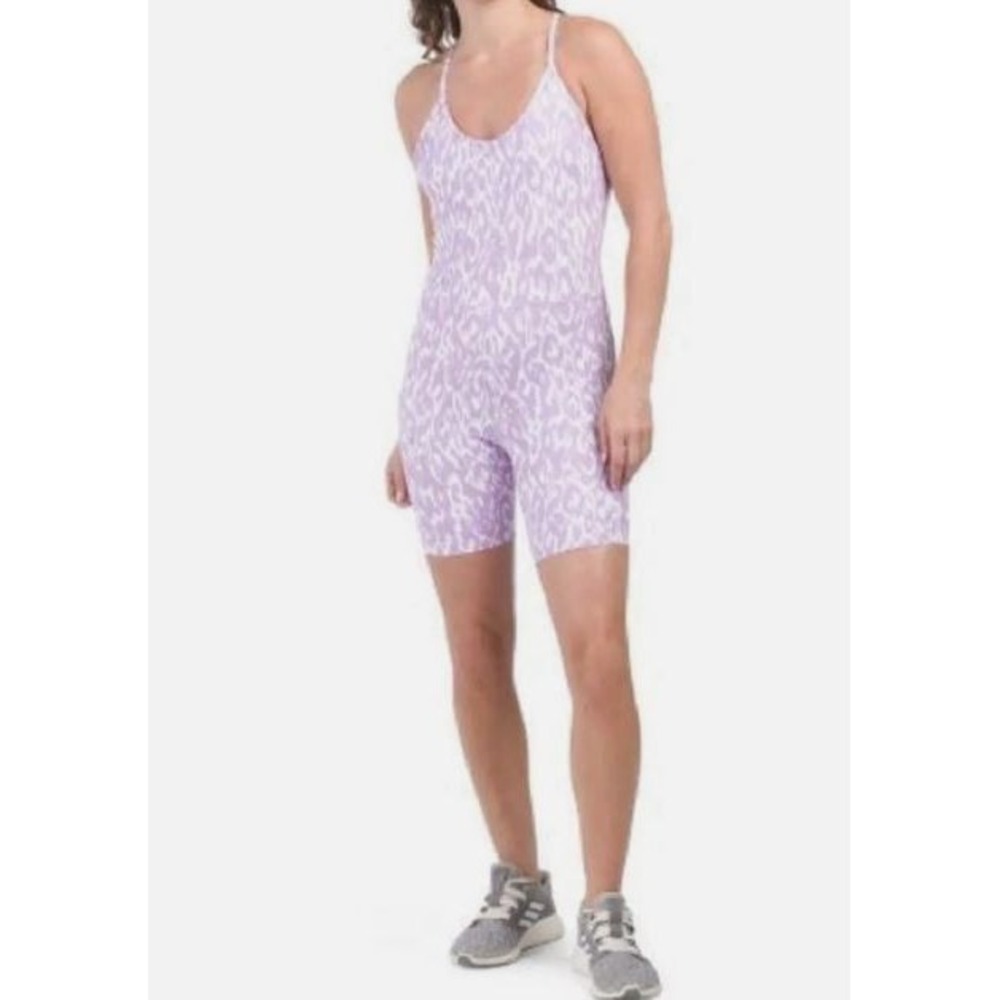 Sage Collective Womens One-Piece Activewear Strappy Back Romper Lilac Purple XS